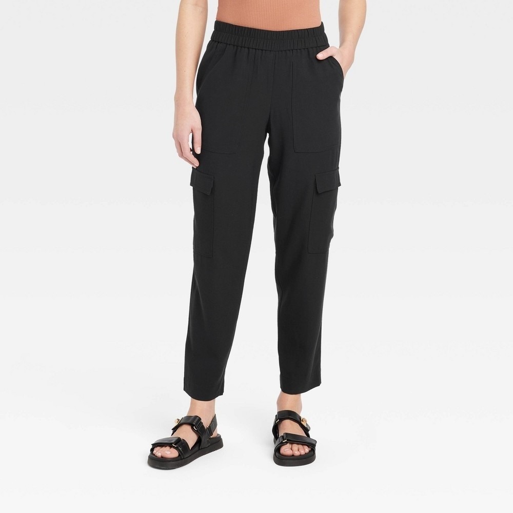 A New Day NWT High-Rise Ankle Cargo Pants Women's Large Black